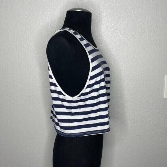 aerie Blue & White Striped Sleeveless Crop Top Size XS - Picture 2 of 8